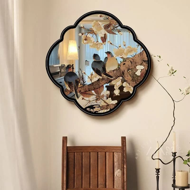 Living Room Wall Mirror Vintage Design Flower Women Aesthetic Mirror Vanity Art Frame Adornos Para El Hogar House Accessories