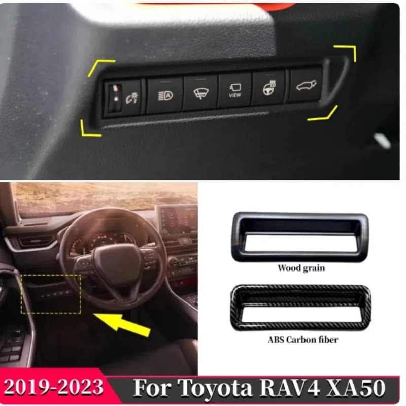 LHD Car Headlights Adjustment Switch Button Cover Trim Accessories Styling Decoration Frame For Toyota Rav4 2019 -2023