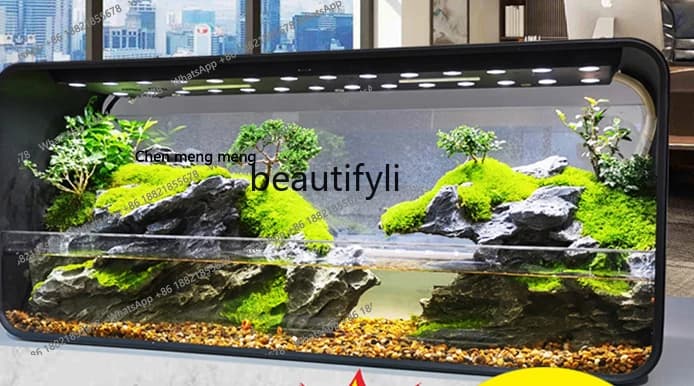 Fish Tank Living Room Rainforest Cylinder Landscape Cylinder Hallway TV Cabinet Narrow Strip Ecological Pot Full Set