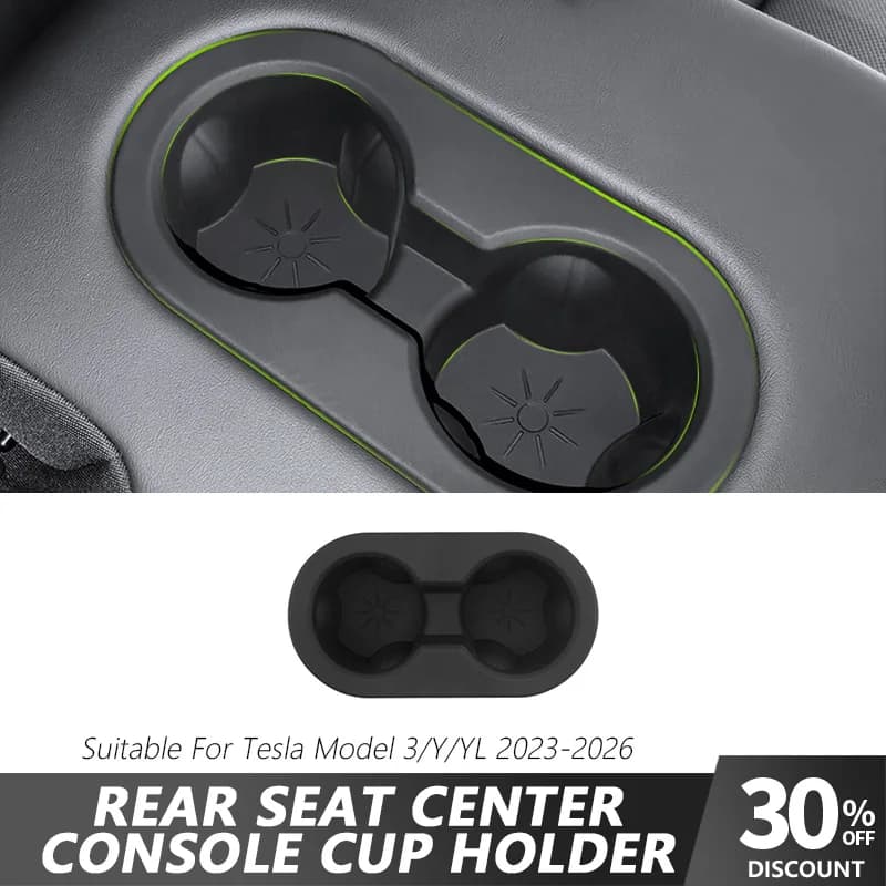 For Tesla Model Y 2026+ Rear Silicone Cup Holder with Storage Tray – Car Interior Organizer Accessory