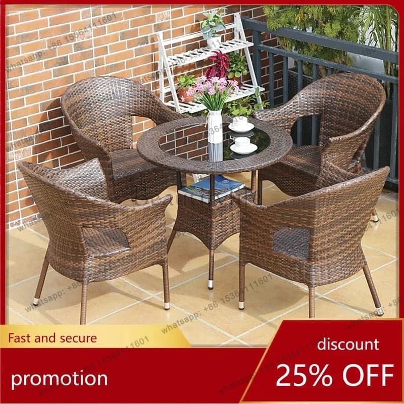 Outdoor Table and Chair Garden Rattan Chair Open-Air Balcony Set Home Tea Table and Chair
