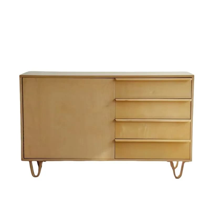 Multi-layer solid wood dining side locker, Nordic retro birch storage cabinet, bucket cabinet