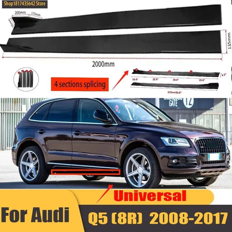 Universal 2.2m Side Skirts Extension Rocker Splitters Diffuser Winglet Wings For AUDI Q5 2009-2017