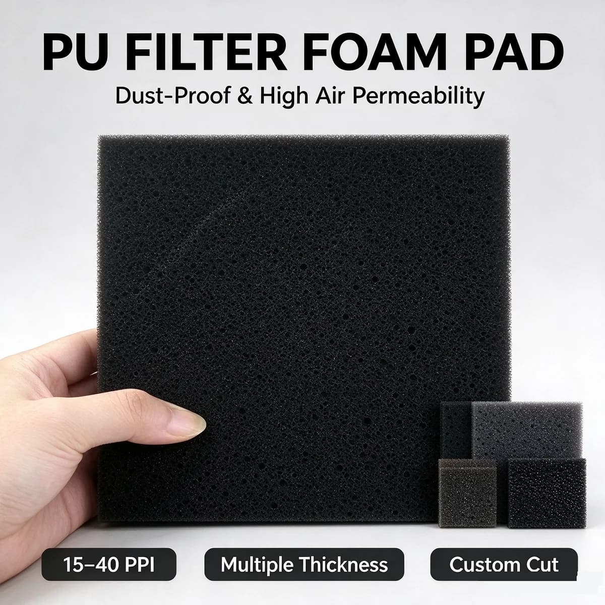 Flame Retardant PU Sponge Sheet, Dust Proof Cushion for Fan Air Compressor Inverter Cabinet Vent, Cuttable