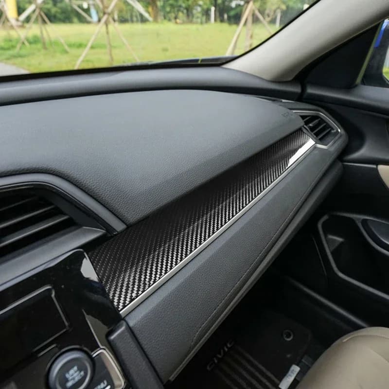 Dry Carbon fiber Co driver's seat Central control panel Auto interior decoration strip For Honda civic The tenth generation
