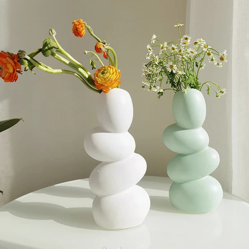 Nordic Flower Ceramic Irregular Vase Creative Plant Home Decor Arrangement Garden Living Room Desktop TV Cabinet Decor Crafts