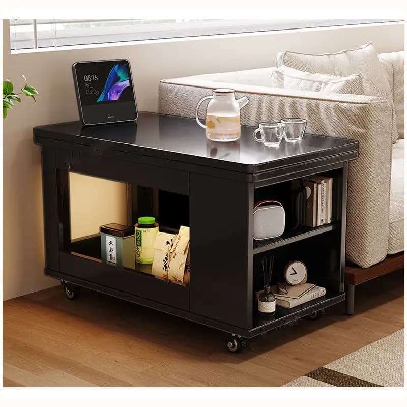 HYS solid wood mobile folding coffee table household sofa trolley living room small apartment multi-functional simple side