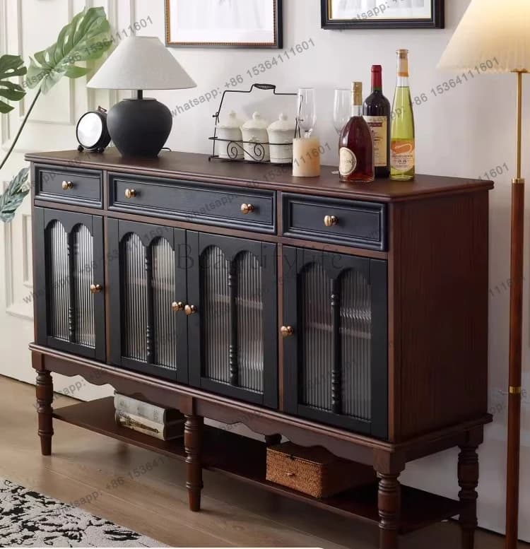 American French solid wood storage cabinet modern simple light luxury retro style storage cabinet