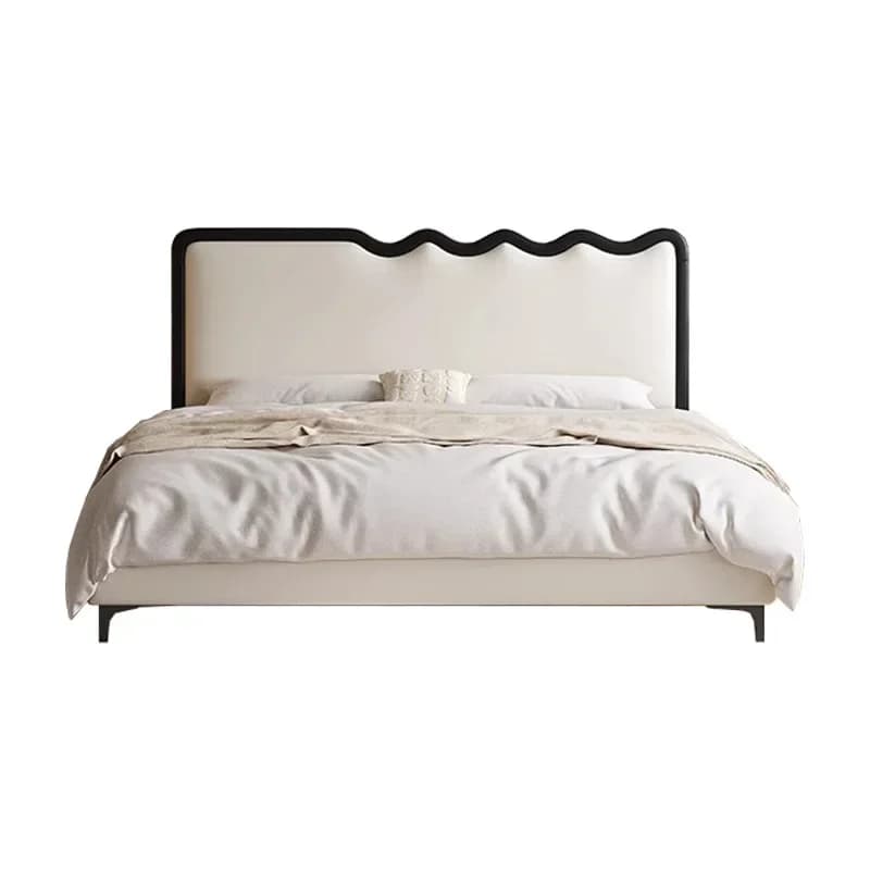 Leather bed French retro cream style