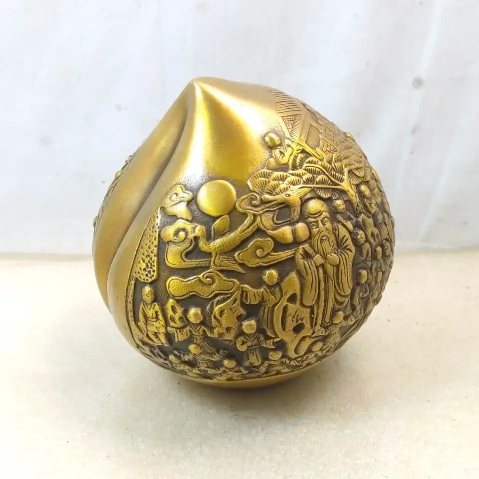 Antique Bronze Collection Brass Longevity Peach Eight Immortals Birthday Peach Decoration Living Room Home Decorations Gifts Des