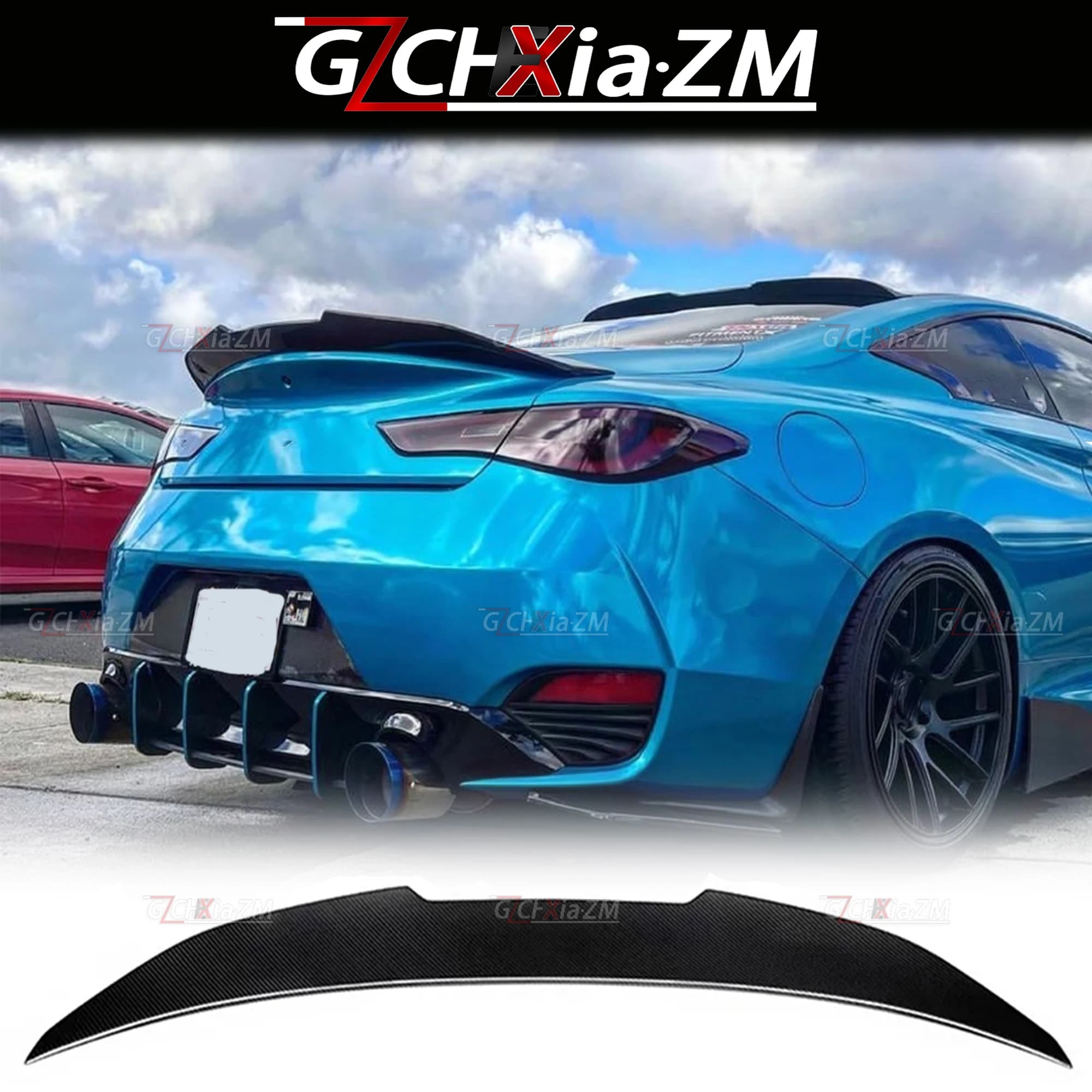For 2015-2020 Infiniti Q60 High-Quality Carbon Fiber Rear Spoiler PSM Style Trunk Decorative Cover Aerodynamic Kit