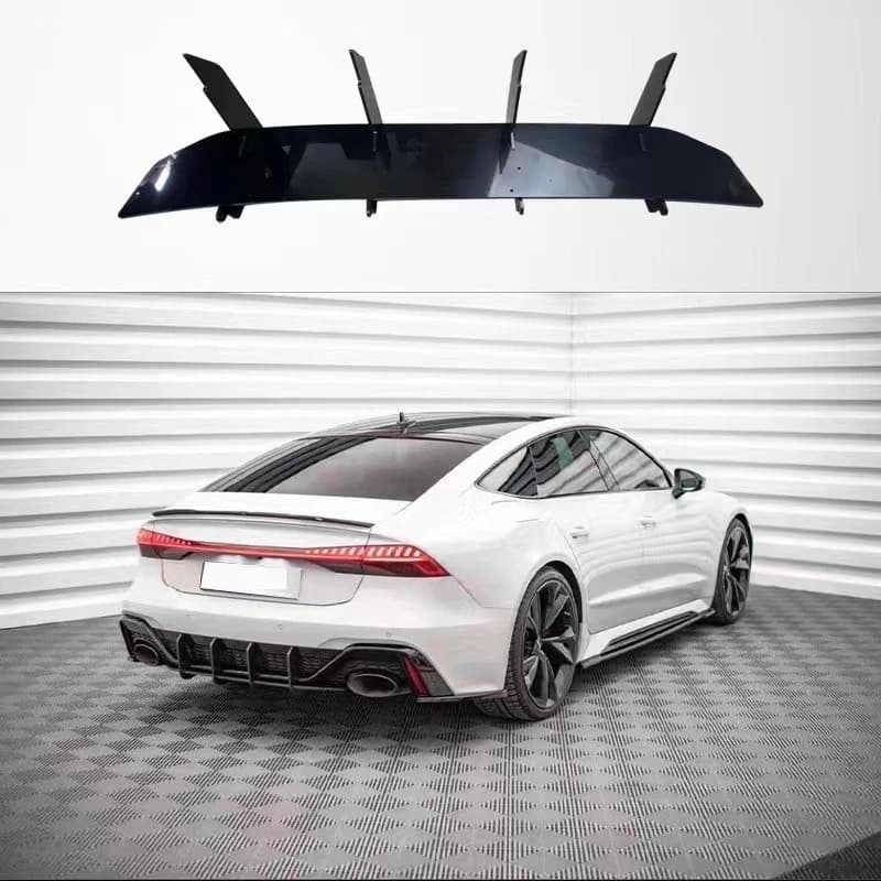 Gloss Black Rear Spoiler Diffuser Blade Lip Canard for Audi RS6 RS7, ABS Tail Wing Splitter Exterior Modification Accessories