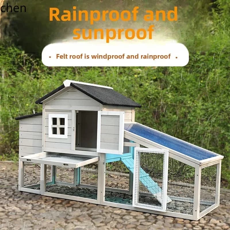 solid wood cat nest four-season pet cage duck house outdoor dual-purpose chicken shed breeding cage