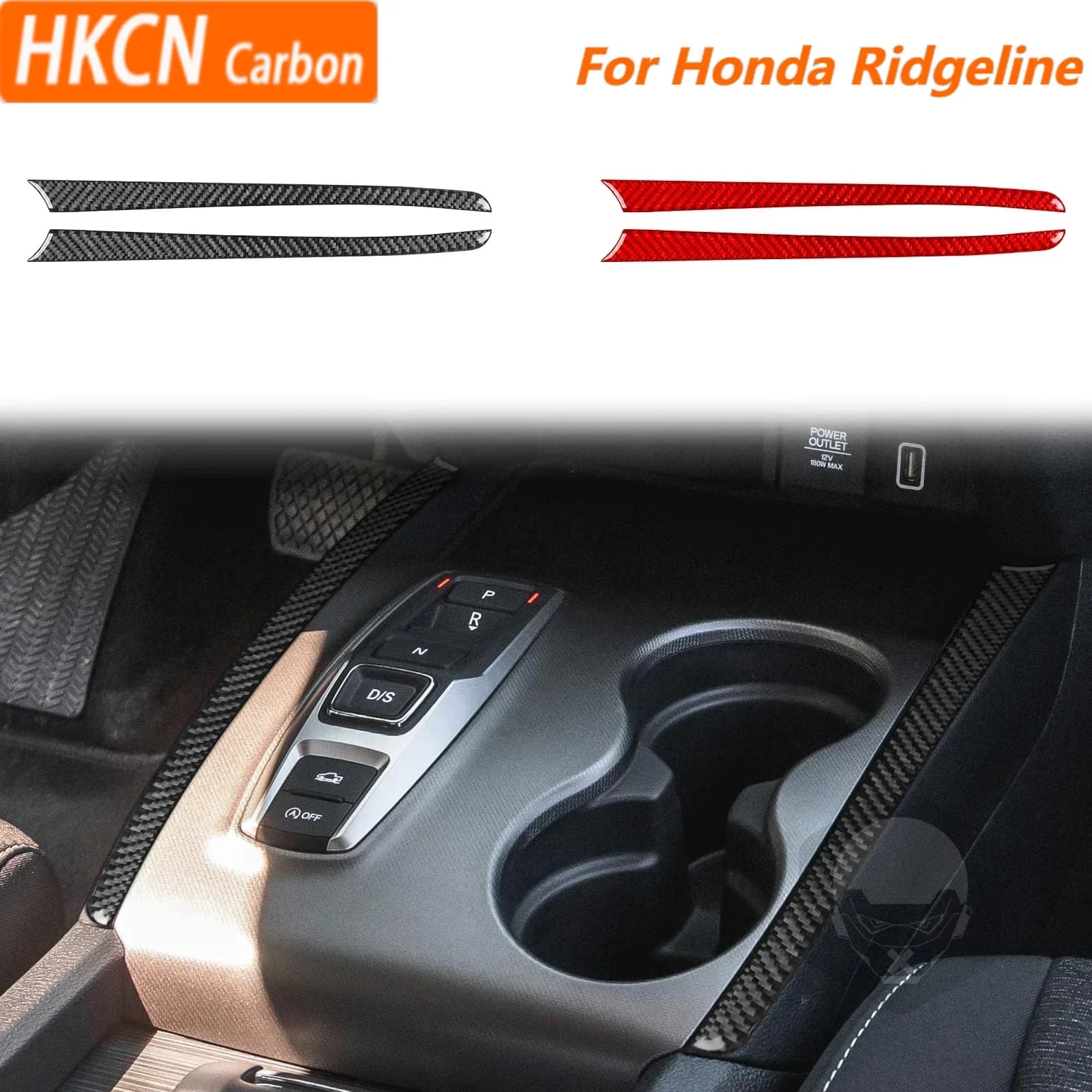 For Honda Ridgeline Pilot Passport Car Accessories Carbon Fibe Gear Shift Sides Strip Panel Interior Cover Trim Modified Sticker