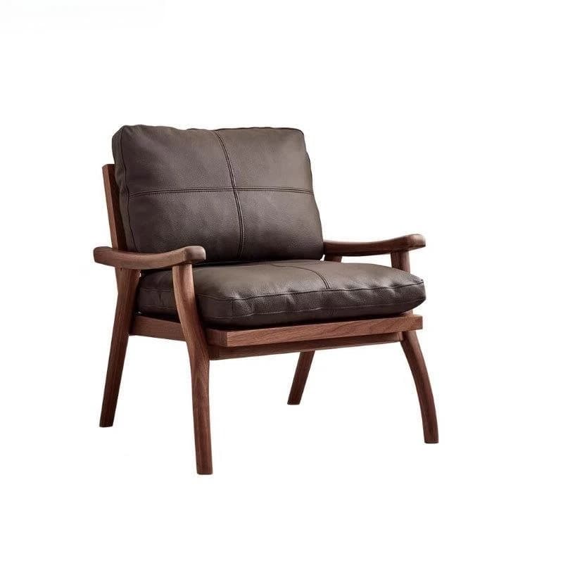 Nordic black walnut single sofa chair, solid wood coffee chair book chair