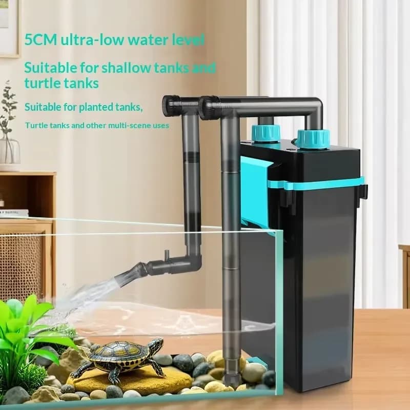 Ultra Quiet External Aquarium Filter Canister with Biological Sponge Media High Efficiency Water Pump for Fish Tank Cleaning