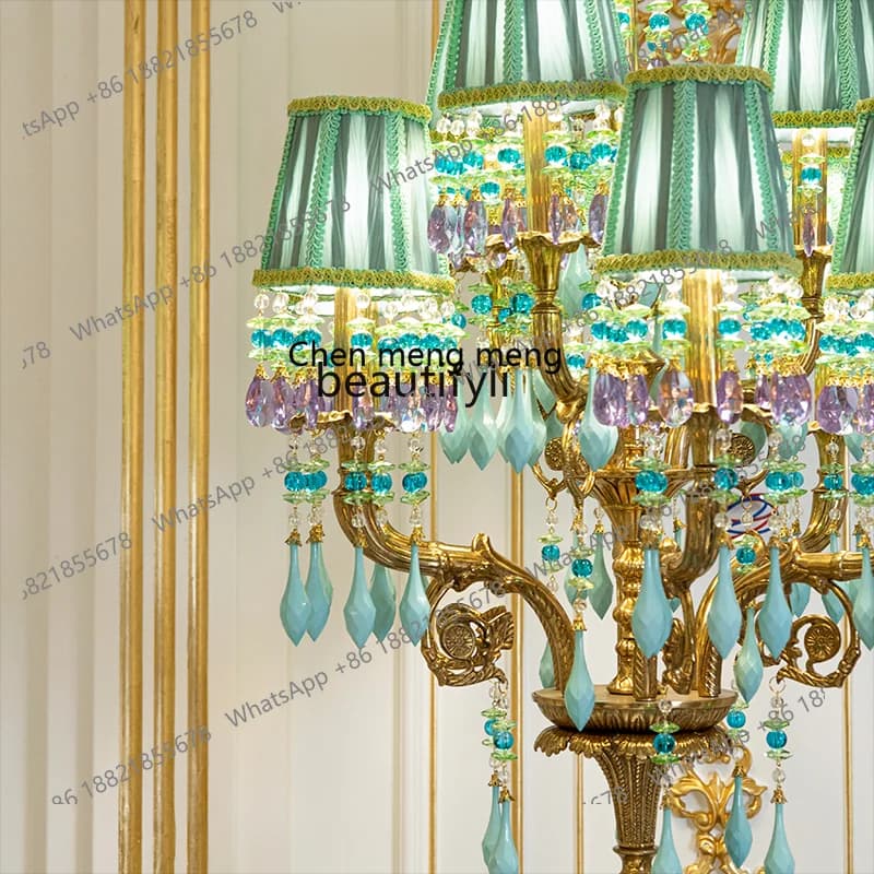 scn8617 European Style French Living Room Lighting Retro Green Romantic Decorative Art Brass Floor Lamp