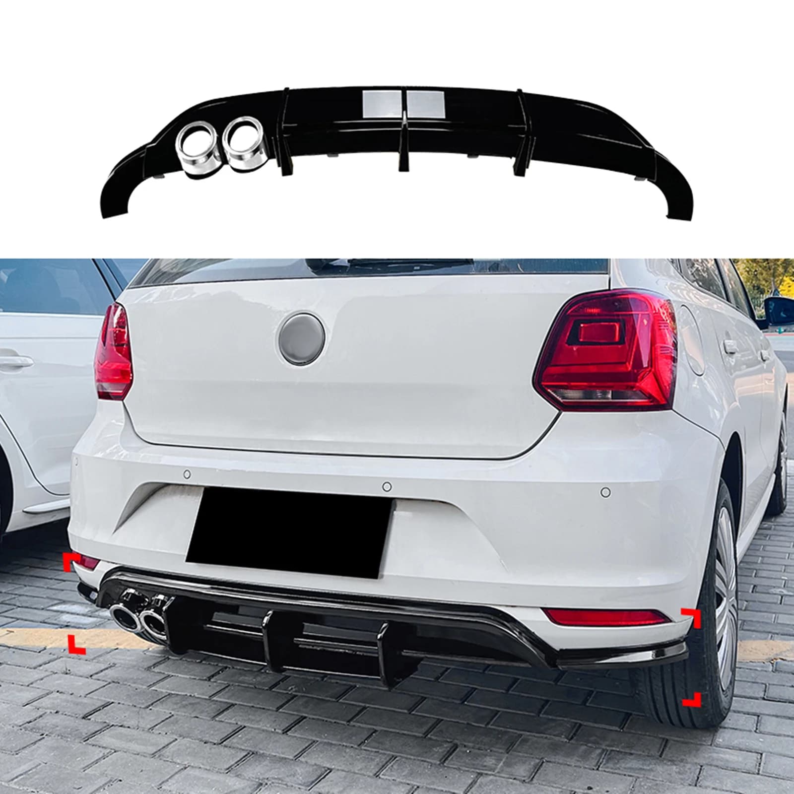 Rear Bumper Diffuser Lip For Volkswagen VW Polo MK5 6C 2015-2017 Piano Black Boot Lower Spoiler Plate Splitter Bracket Protect