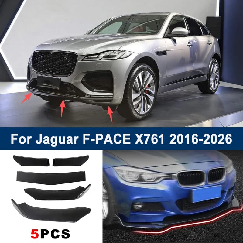 Adjustable 5Pcs Sectional Front Spoiler Lip For Jaguar F-PACE X761 2016-2026 Front Bumper Splitter Car Exterior Sport Body Kit
