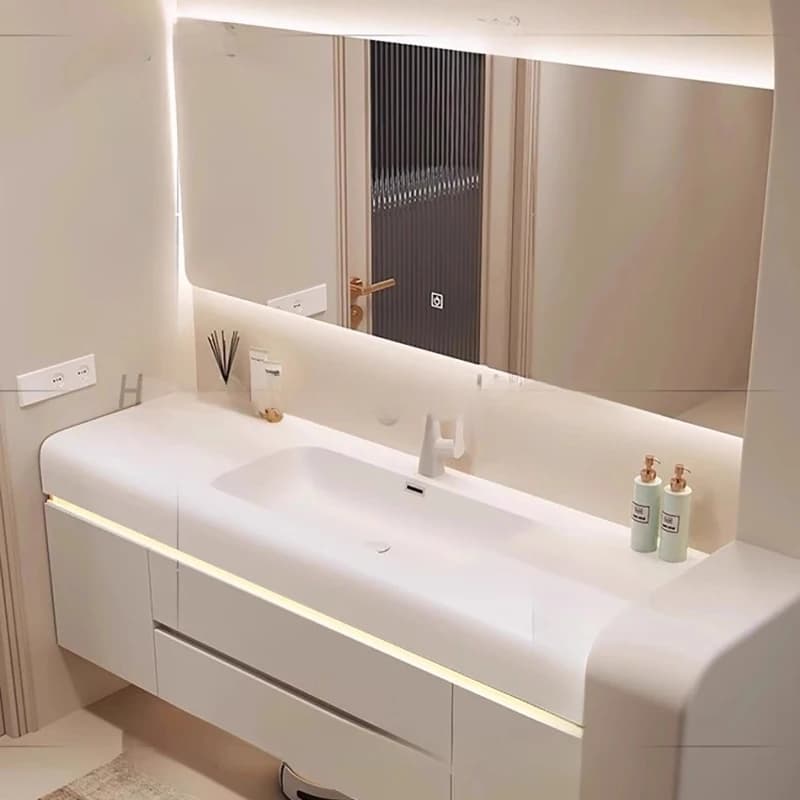/Set Basin Bathroom Cabinet Sink Mirror Modern White Floating Bathroom Cabinet Drawers Cupboard Meuble Salle De Bain Furniture
