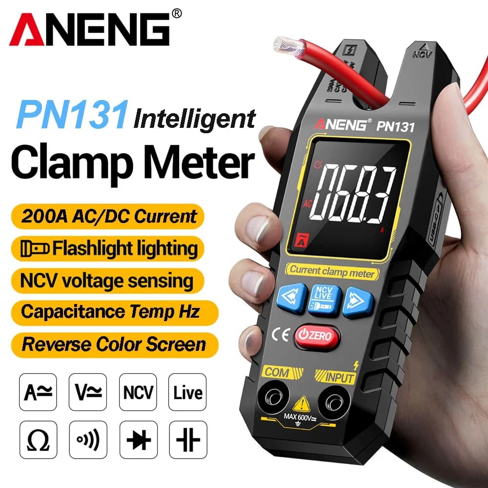 ANENG PN131 Rechargeable Clamp Meter 4000 Counts Professional AC DC Voltmeter Ammeter NCV Resistance Electrician Measuring Tool