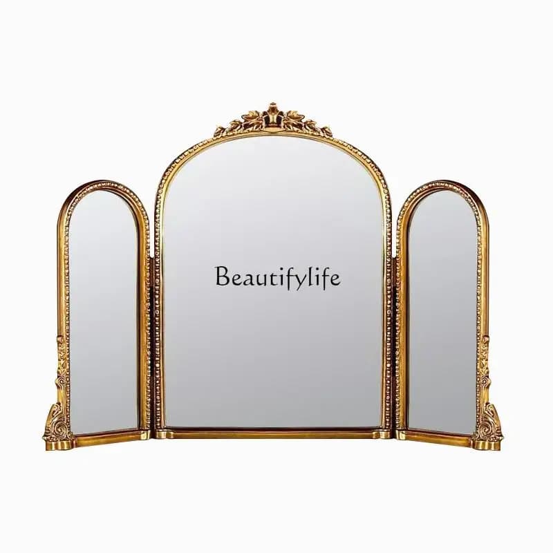 56European dresser desktop tri-fold vanity mirror bedroom retro vanity mirror