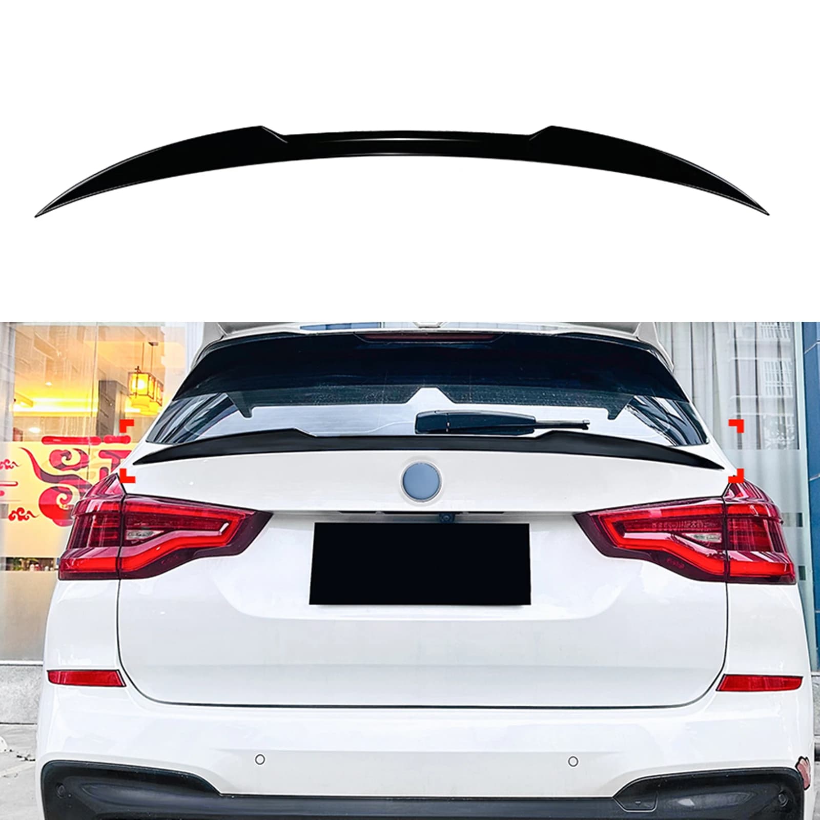 For BMW X3 G01 LCI M Sport 2017-2024 Rear Center Spoiler Wing Lip Carbon Fiber Look/Gloss Black Tail Trunk Lid Middle Splitter