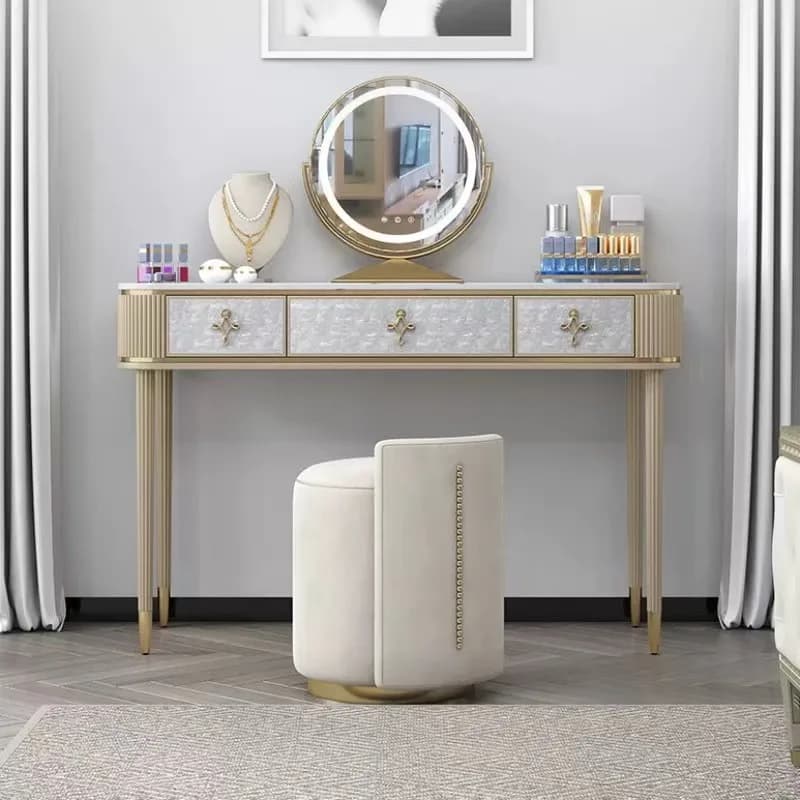 DSA light luxury dresser bedroom modern minimalist high-end sense solid wood marble shell with mirror makeup table