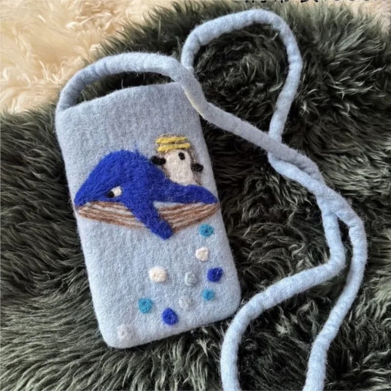 Nepal Handmade Wool Felt Mobile Phone Bag Women's Adorable Wallet Single Shoulder Casual Crossbody Bag