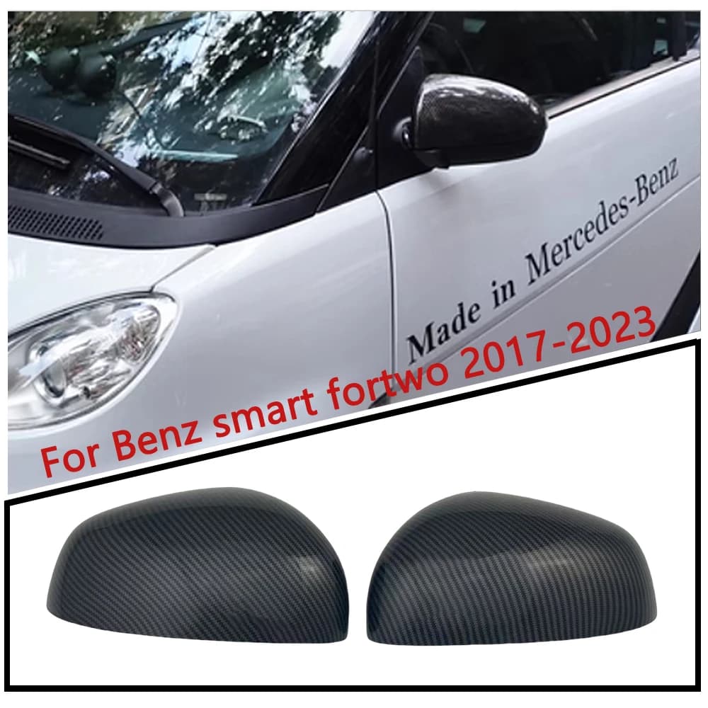 For Benz Smart fortwo 2017 2018 2019 2020 2021 2022 2023 Door Mirror Covers Gloss Carbon Fiber Car Accessories Tools Stickers