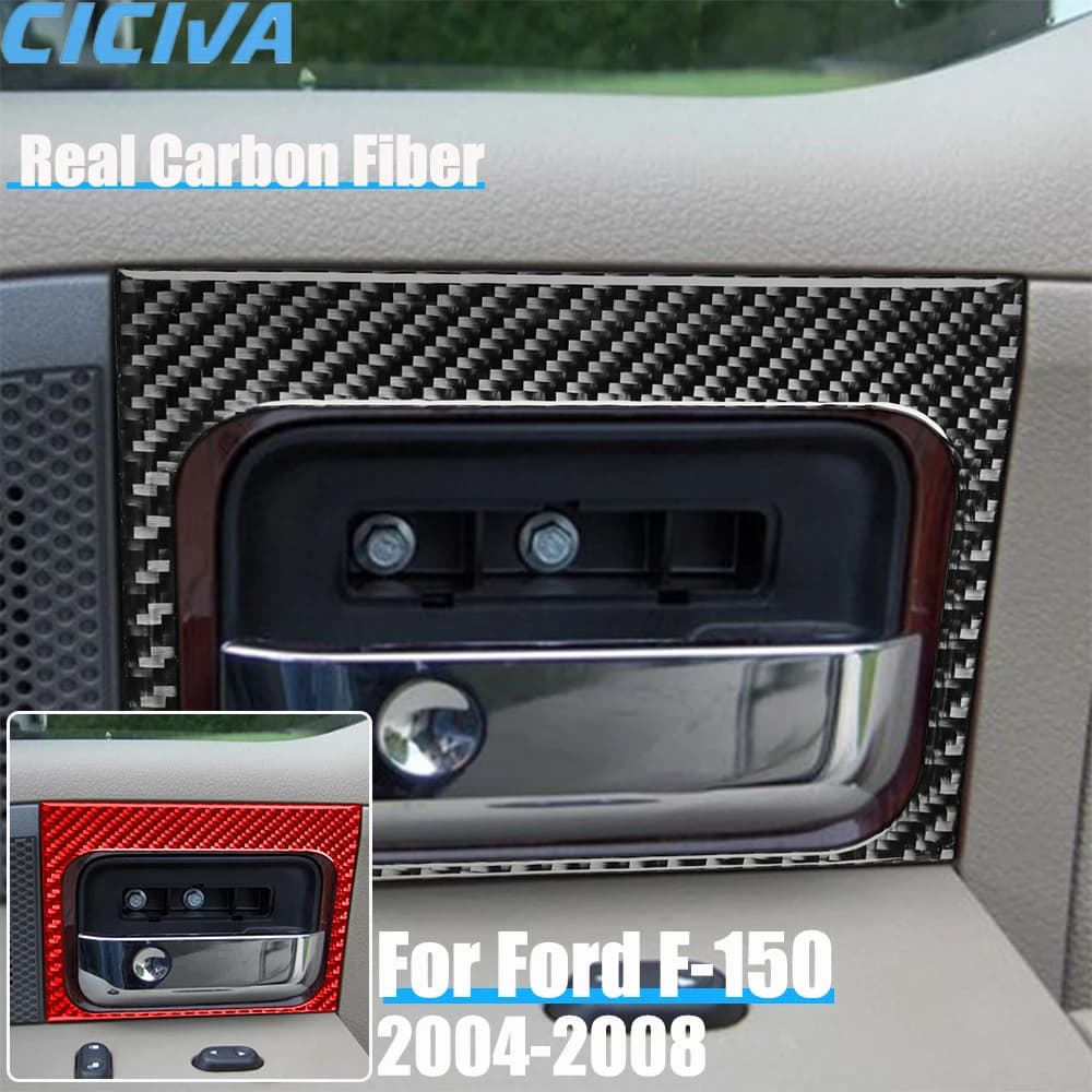 Real Carbon Fiber Car Accessories Door Handle Frame Panel Trim Cover Soft Sticker For Ford F150 FX4 2004 2005 2006 2007 2008