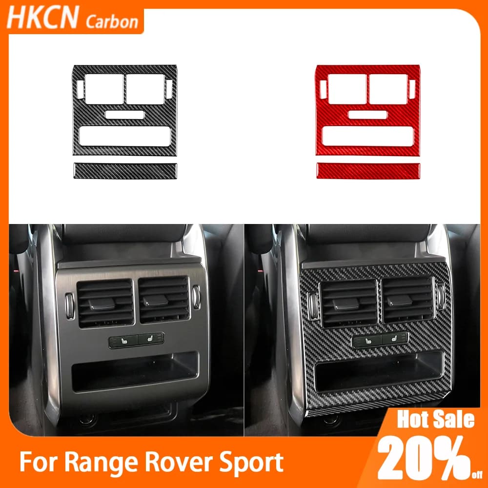 Car Accessories Rear Center Console Air Vent Panel Carbon Fiber Interior Cover Trim Sticker For Range Rover Sport 2014—2017