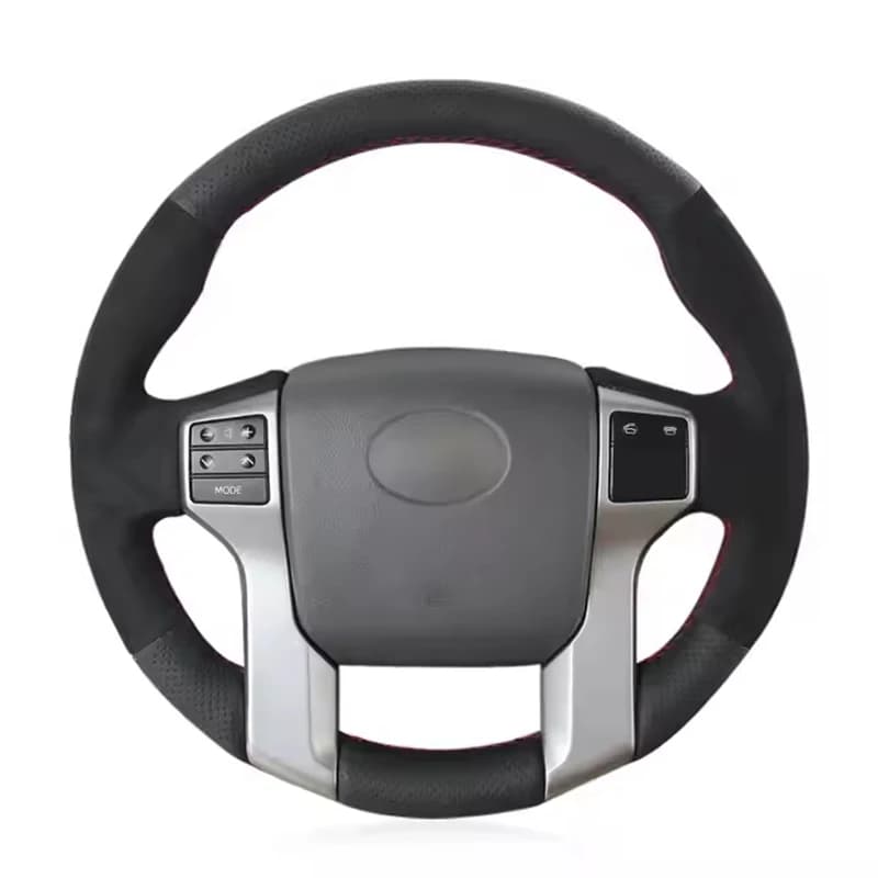 Alcantara Real Leather Steering Wheel Cover Red Thread Car Accessoires for Toyota LAND CRUISER PRADO TACOMA 4RUNNER 2009-2022
