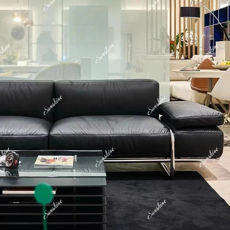 Italian-style apartment three-person straight row stainless steel sofa