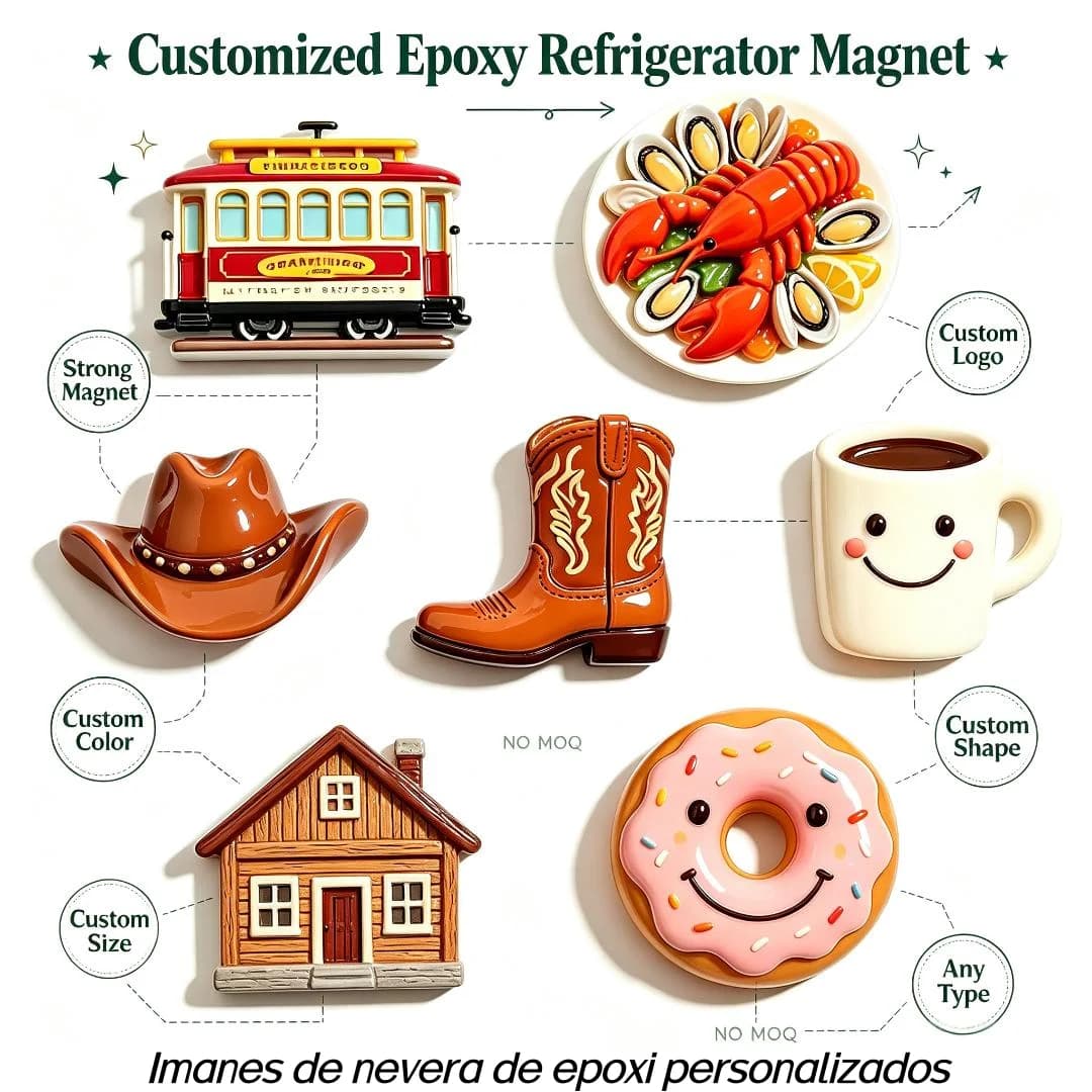 Customized Epoxy Refrigerator Magnet 3D Epoxy Fridge Magnets Resin Boutique Refrigerator Magnets Collection Magnetic Sticker