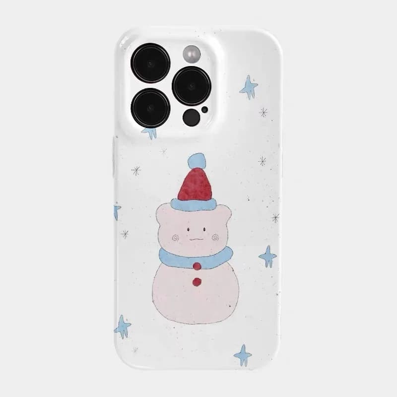 Ins Korean Pink Snowman Baby Phone Case for IPHONE 17 Air 16E 15 PROMAX 14 Plus 13 12 MINI 11 PRO 16Plus XR Acrylic Phone Cover