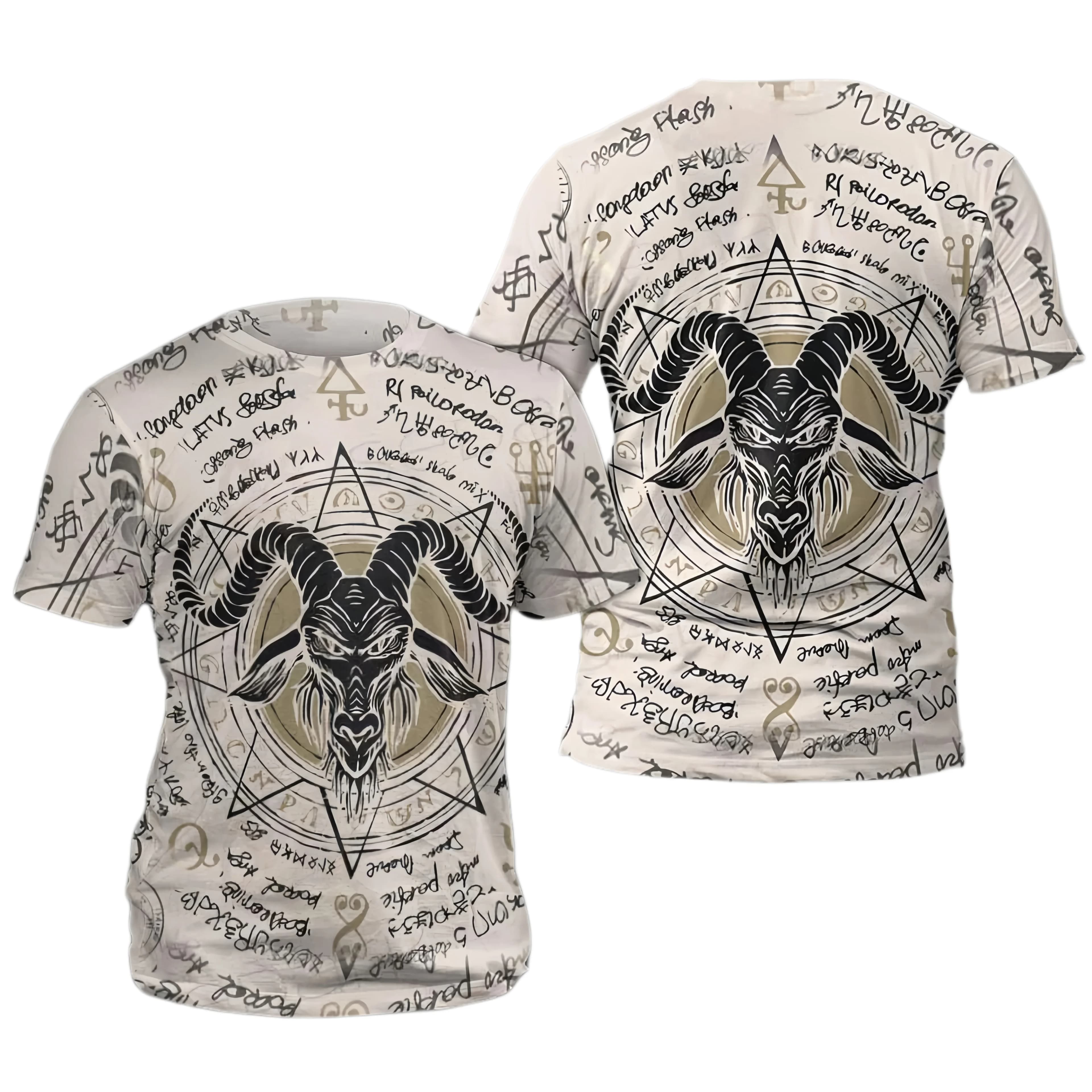 Horned Goat And Octagonal Star 3D All Over Printed T Shirts Tee Tops shirts Unisex Tshirt Summer Unisex T-shirt