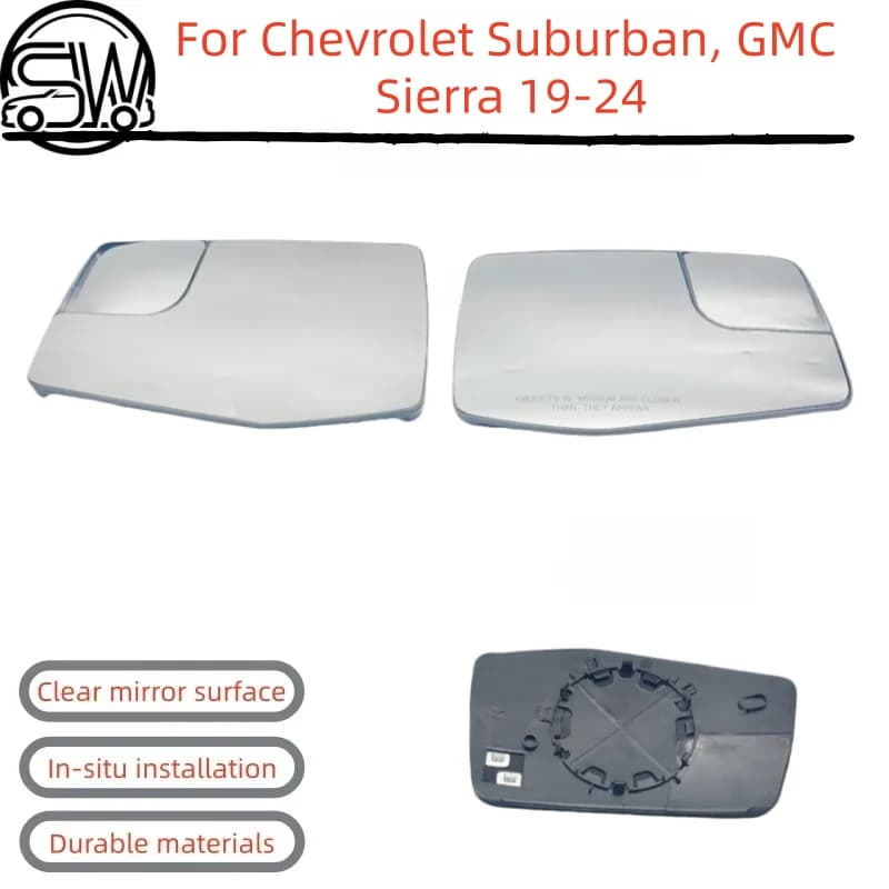 For Chevrolet Suburban, GMC Sierra 19-24 Rearview Mirror, Side Mirror Lens, Anti-Reflective Mirror Glass Heating.