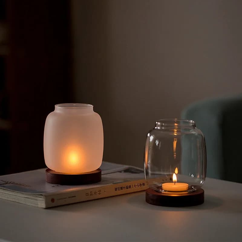 Glass Candle Holder Ornament Simple Windshield Chinese Retro Zen Small Candle Holder Aromatherapy Home Decoration