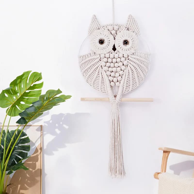 YFY Nordic home decoration wall decoration creative hand-woven owl tapestry wall art decoration living room bedroom