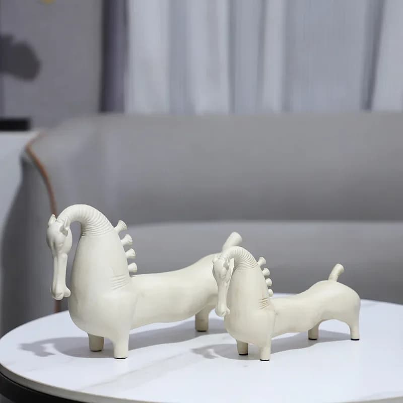 Minimalist white abstract horse statue ornament,modern art resin sculpture,home living room desktop decorations,creative gifts