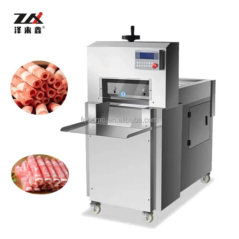 Commercial Professional Automatic Frozen Beef & Mutton Slicer  Adjustable Thickness for Meat Product Making Machines