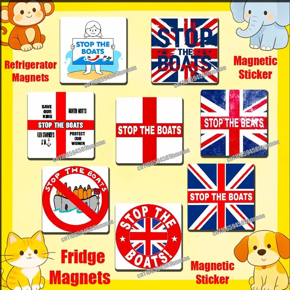 For Red Cross UK United Kingdom Britain England Stop The Boats Fridge Freezer Refrigerator Magnets  Cabinet Magnetic Sticker