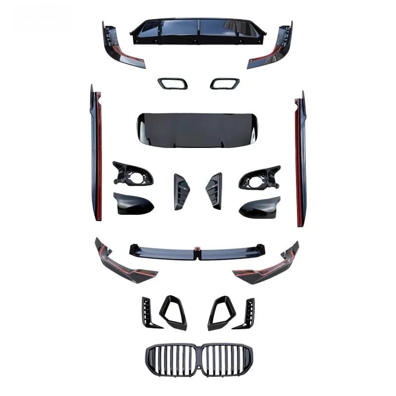 STLF Body Kit for X5 G05 G18 LCI Sport Style Gloss Black Front Lip Side Skirt Rear Lip Diffuser Rear Spoiler for Models 2023+