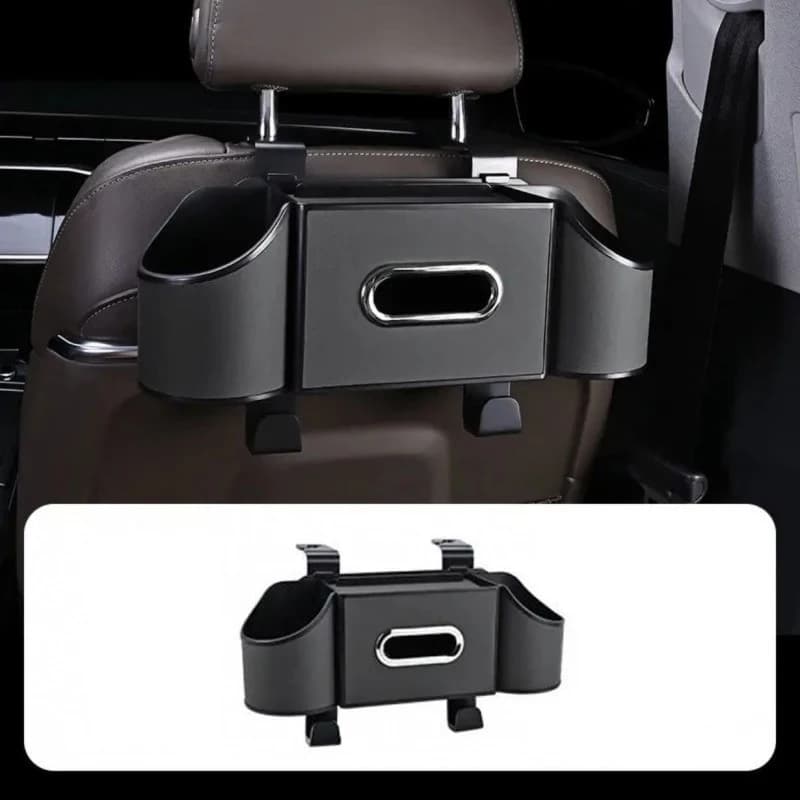 1PC Hanging Car Backseat Organizer – Non-Slip ABS Cup Holder + Tissue Box for Rear Seats