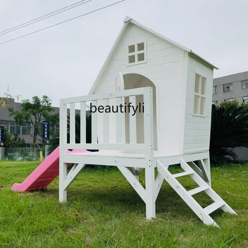 jjz.A38 Chalet in legno conservatore Assemblaggio esterno Giocattoli per bambini Gioco di case sull'albero Scivolo per asilo Cas