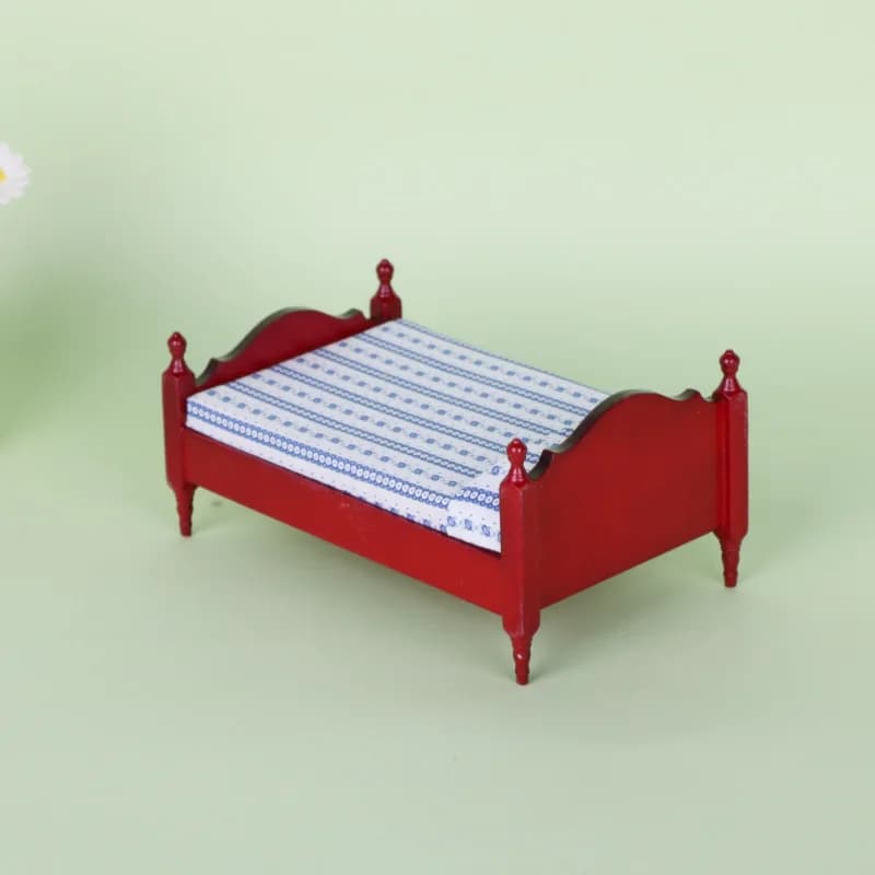 1:12 Mini Single Bed Model Miniature Bedroom Furniture Bed Scene Decoration Furniture Accessory Desktop Ornament Craft Model