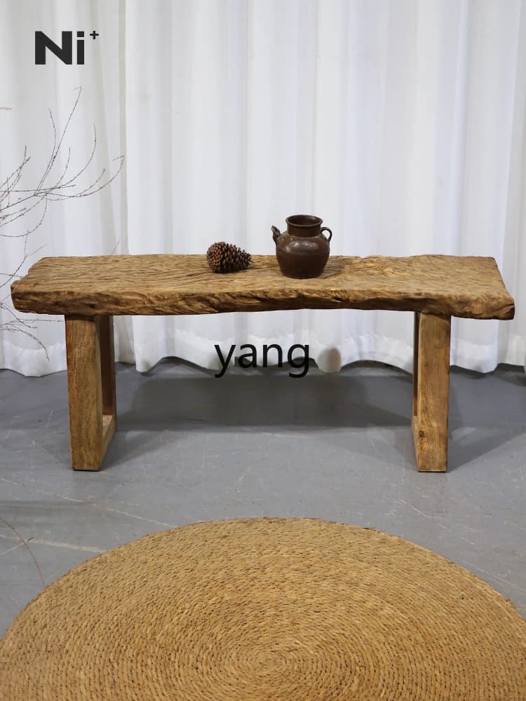 LMM Solid Wood Shoe Stool Wabi Wind Creative Art Restaurant Hotel Weathered Wood Stool