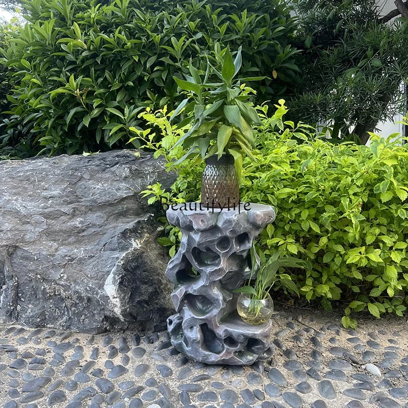 02 2024 new flower stand flower bonsai rack store coffee shop landscaping decoration Taihu stone pier rack