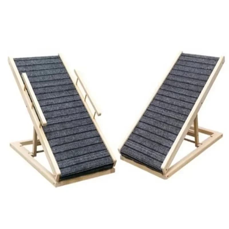 Dog Ramp with Traction Mat Wooden Adjustable Pet Ladder for Dogs and Cats Easy Step to Car and Bed with Non-Slip Carpet